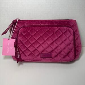 Vera Bradley Majestic Magenta Pink Zip Compact Organizer Quilted Velvet NWT